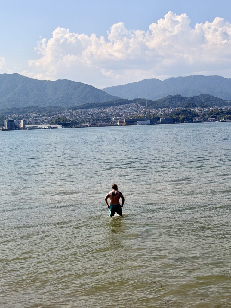 Andy cooling off in the sea
