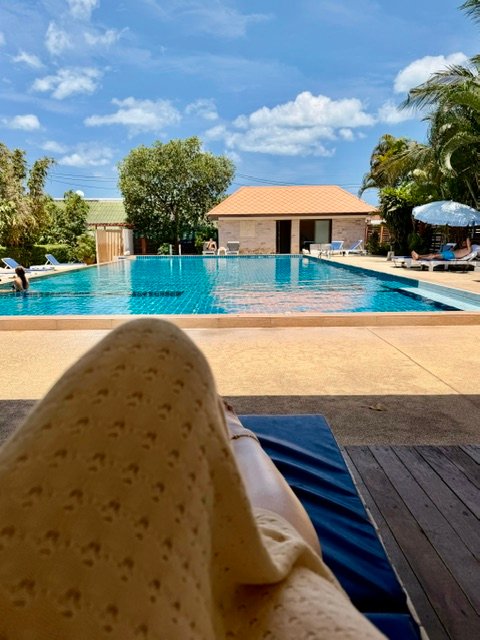 Swimming pool day in August in Koh Samui